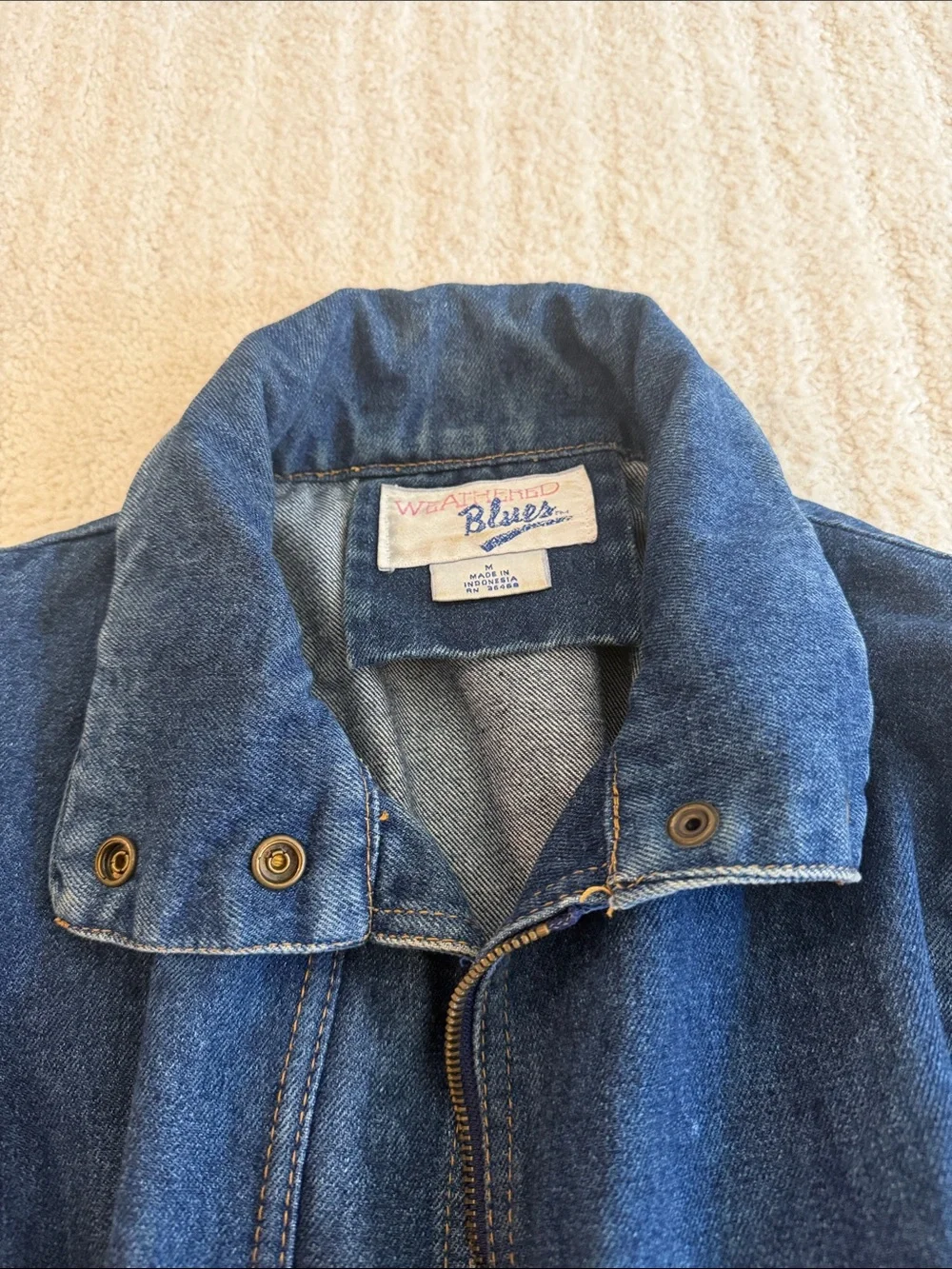 Vintage Denim Bomber Jacket - Picture 3 of 7